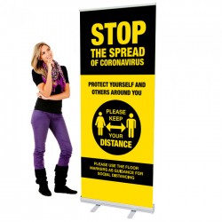 Covid 19 - Stop The Spread Design 2 - 33.5 x 80 Economy Retractable Banner Stand & Graphic Print