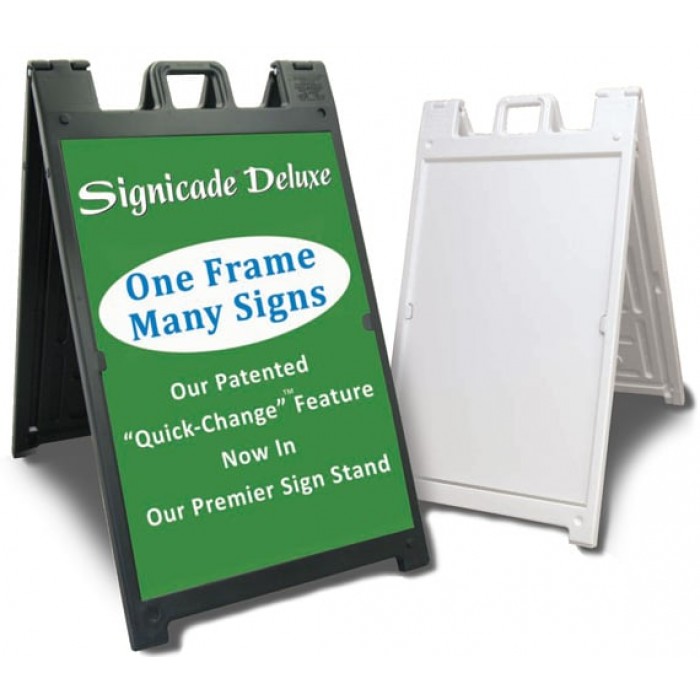 NEW WHITE SIDEWALK SIGN A-FRAME SANDWICH SIGNICADE BOARD 45" x 25" PLASTICADE 