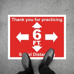 Social Distancing Floor Decal - Thank you for Practicing 6ft Round