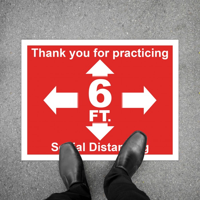 Social Distancing Floor Decal - Thank you for Practicing 6ft Round