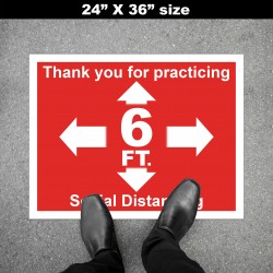 Social Distancing Floor Decal - Thank you for Practicing 6ft Round