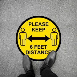 Social Distancing Floor Decal - Please Keep 6  Feet Distance