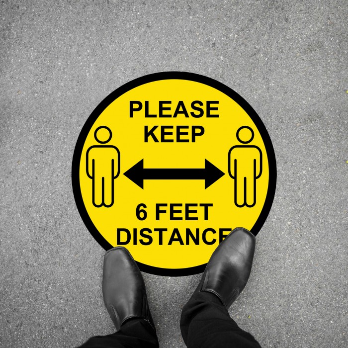 Social Distancing Floor Decal - Please Keep 6  Feet Distance