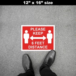 Social Distancing Floor Decal - Please Keep 6 Feet Distance Round