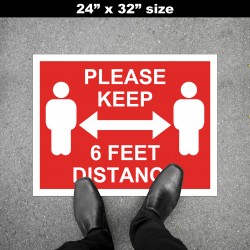 Social Distancing Floor Decal - Please Keep 6 Feet Distance Round