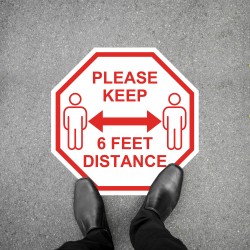 Social Distancing Floor Decal - Please Keep 6 Feet Distance Octagon