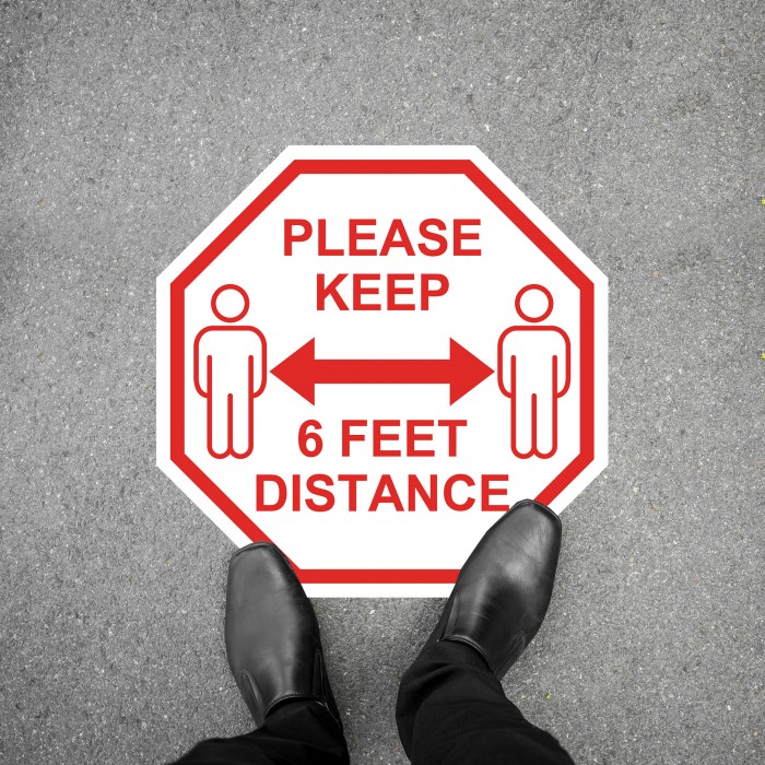 Social Distancing Floor Decal - Please Keep 6 Feet Distance Octagon