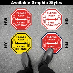 Social Distancing Floor Decal - Please Keep 6 Feet Distance Octagon