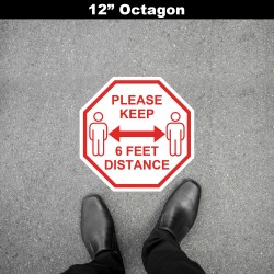 Social Distancing Floor Decal - Please Keep 6 Feet Distance Octagon