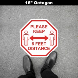 Social Distancing Floor Decal - Please Keep 6 Feet Distance Octagon