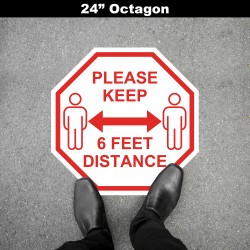 Social Distancing Floor Decal - Please Keep 6 Feet Distance Octagon