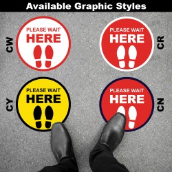 Social Distancing Floor Decal - Please Wait Here Social Distancing Floor Decal - Please Wait Here