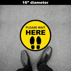 Social Distancing Floor Decal - Please Wait Here Social Distancing Floor Decal - Please Wait Here
