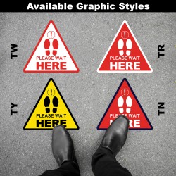 Social Distancing Floor Decal - Please Wait Here Triangle Social Distancing Floor Decal - Please Wait Here Triangle