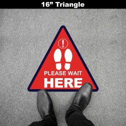 Social Distancing Floor Decal - Please Wait Here Triangle Social Distancing Floor Decal - Please Wait Here Triangle