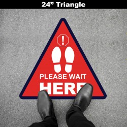 Social Distancing Floor Decal - Please Wait Here Triangle Social Distancing Floor Decal - Please Wait Here Triangle