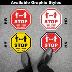 Social Distancing Floor Decal - STOP Keep 6 Feet Distance Octagon