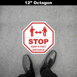 Social Distancing Floor Decal - STOP Keep 6 Feet Distance Octagon