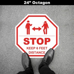 Social Distancing Floor Decal - STOP Keep 6 Feet Distance Octagon