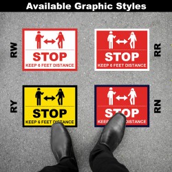 Social Distancing Floor Decal - STOP Keep 6 Feet Distance Round