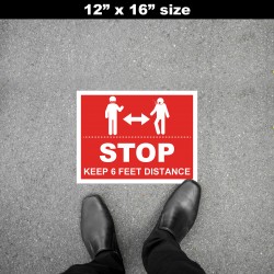 Social Distancing Floor Decal - STOP Keep 6 Feet Distance Round