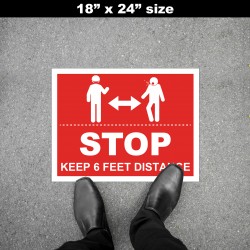 Social Distancing Floor Decal - STOP Keep 6 Feet Distance Round