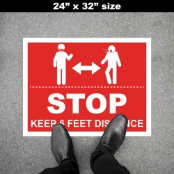 Social Distancing Floor Decal - STOP Keep 6 Feet Distance Round