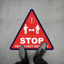 Social Distancing Floor Decal - STOP Keep 6 Feet Distance Triangle
