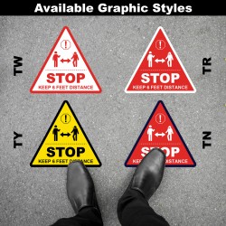 Social Distancing Floor Decal - STOP Keep 6 Feet Distance Triangle