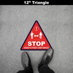 Social Distancing Floor Decal - STOP Keep 6 Feet Distance Triangle
