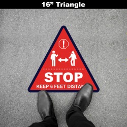 Social Distancing Floor Decal - STOP Keep 6 Feet Distance Triangle