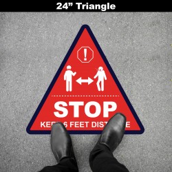 Social Distancing Floor Decal - STOP Keep 6 Feet Distance Triangle