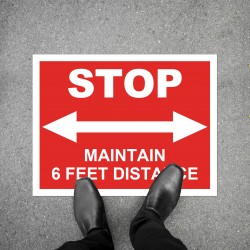 Social Distancing Floor Decal - STOP Maintain 6 Feet Distance Round Social Distancing Floor Decal - STOP Maintain 6 Feet Distance Round