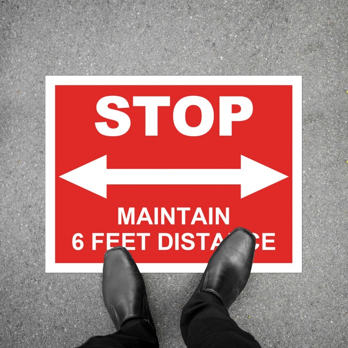 Social Distancing Floor Decal - STOP Maintain 6 Feet Distance Round