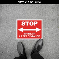 Social Distancing Floor Decal - STOP Maintain 6 Feet Distance Round Social Distancing Floor Decal - STOP Maintain 6 Feet Distance Round