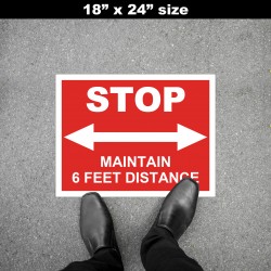 Social Distancing Floor Decal - STOP Maintain 6 Feet Distance Round Social Distancing Floor Decal - STOP Maintain 6 Feet Distance Round