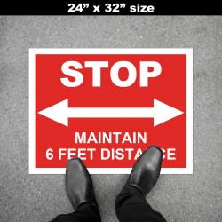 Social Distancing Floor Decal - STOP Maintain 6 Feet Distance Round Social Distancing Floor Decal - STOP Maintain 6 Feet Distance Round