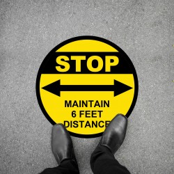 Social Distancing Floor Decal - STOP Maintain 6 Feet Distance