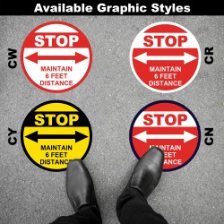 Social Distancing Floor Decal - STOP Maintain 6 Feet Distance