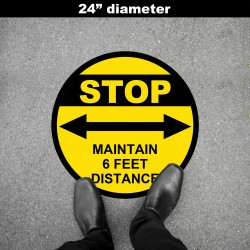 Social Distancing Floor Decal - STOP Maintain 6 Feet Distance