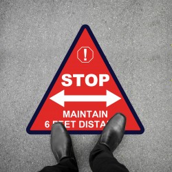 Social Distancing Floor Decal - STOP Maintain 6 Feet Distance Triangle