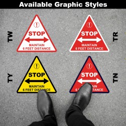 Social Distancing Floor Decal - STOP Maintain 6 Feet Distance Triangle