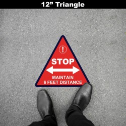 Social Distancing Floor Decal - STOP Maintain 6 Feet Distance Triangle