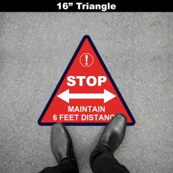 Social Distancing Floor Decal - STOP Maintain 6 Feet Distance Triangle