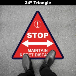 Social Distancing Floor Decal - STOP Maintain 6 Feet Distance Triangle