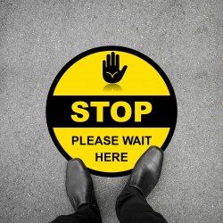 Social Distancing Floor Decal - STOP Please Wait Here Social Distancing Floor Decal - STOP Please Wait Here