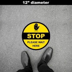 Social Distancing Floor Decal - STOP Please Wait Here Social Distancing Floor Decal - STOP Please Wait Here
