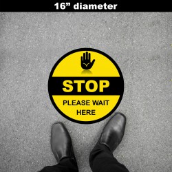 Social Distancing Floor Decal - STOP Please Wait Here Social Distancing Floor Decal - STOP Please Wait Here