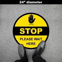 Social Distancing Floor Decal - STOP Please Wait Here Social Distancing Floor Decal - STOP Please Wait Here