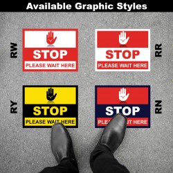 Social Distancing Floor Decal - STOP Please Wait Here Round